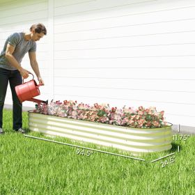 Galvanized Raised Garden Bed Kit, Metal Planter Box With Safety Edging, Cream