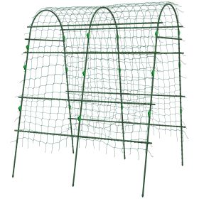 Metal Garden Trellis, Arch Trellis for Climbing Plants Outdoor, A-Frame, with Climbing Net, 57" x 66" x 81", Green