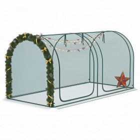 8' x 4' Crop Cage, Plant Protection Tent with Two Zippered Doors, Storage Bag and 4 Ground Stakes, for Garden, Yard, Lawn, Green