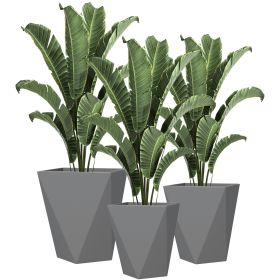 Indoor Outdoor Planters Set of 3 MgO Tall Planters Stackable Flower Pots with Drainage Holes for Garden, Balcony, Gray