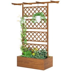 Wooden Trellis Planter Box, Raised Garden Bed to Grow Vegetables, Herbs and Flowers