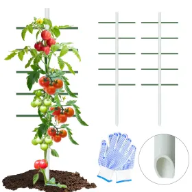 1PC 2FT*7FT White Round Tube Climbing Trellis, Outdoor Gardening Stand, Flower And Vegetable Climbing Trellis, Garden And Balcony Climbing Plant Stand