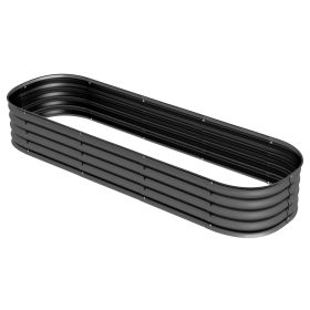 6.4' x 2' x 1' Galvanized Raised Garden Bed Kit, Metal Planter Box with Safety Edging, Dark Gray