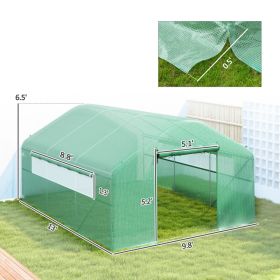 Tunnel Greenhouse Hoop House With Upgraded Galvanized Steel Frame And Large Windows, Green