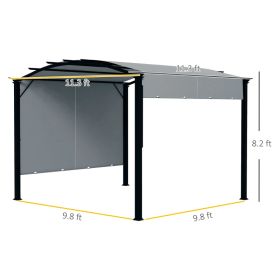 Utdoor Retractable Pergola With Canopy For Backyard, Gray