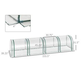 Portable Tunneled Greenhouse With 4 Zippered Doors, Water UV Fighting PVC Cover