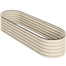 6.4' x 2' x 1.4' Galvanized Raised Garden Bed Kit, Metal Planter Box with Safety Edging, Cream
