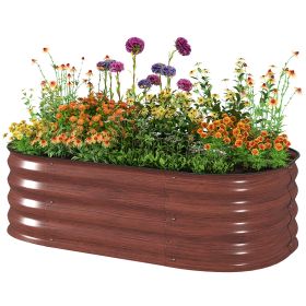 3.4' x 2' x 1' Galvanized Raised Garden Bed Kit, Metal Planter Box with Safety Edging, Brown