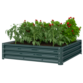 Galvanized Raised Garden Bed, 4' x 4' x 1' Metal Planter Box, for Growing Vegetables, Flowers, Herbs, Succulents, Green