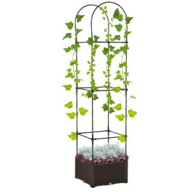 Raised Garden Bed with Trellis, Self-Watering Planter Box, 69.7" Tomato Planters for Climbing Plants Vegetable Vine Flowers