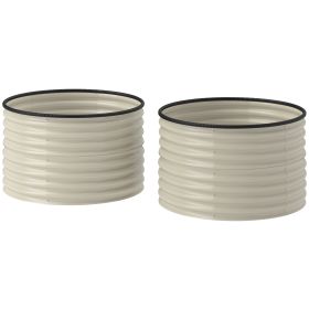 Set of 2 Raised Garden Bed, Metal Planter Box with Safety Edging, Easy-to-assemble Stock Tank, Cream White