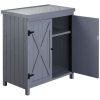 Patio Storage Cabinet, with Galvanized Top and Shelves, Rust Proof, Double-door with Handle, Elevated Feet, for Yard Tool, Grey