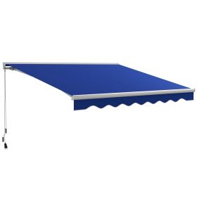 Blue Motorized Patio Awning 13x10 with LED Illumination & Remote, Durable Easy-to-Operate Outdoor Shade|