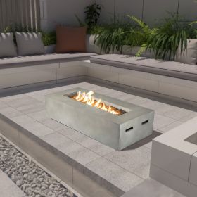Rashid Rectangular Concrete Propane Fire Pit Table â€“ Smokeless Outdoor Heater