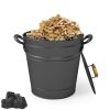 Household Coal Ash Can with Side Grips for Fireplace Fire Pits