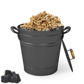 Household Coal Ash Can with Side Grips for Fireplace Fire Pits