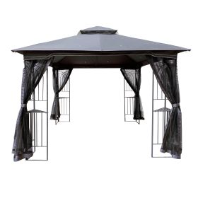 10x10 Outdoor Patio Gazebo Canopy Tent With Ventilated Double Roof And Mosquito net(Detachable Mesh Screen On All Sides),Suitable for Lawn, Garden