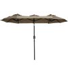 Outsunny Double-sided Patio Umbrella 9.5' Large Outdoor Market Umbrella with Push Button Tilt and Crank, 3 Air Vents and 12 Ribs, for Garden, Deck