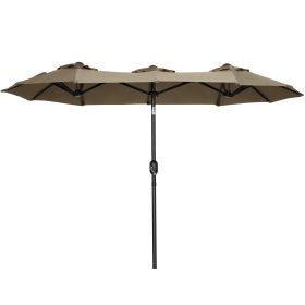 Outsunny Double-sided Patio Umbrella 9.5' Large Outdoor Market Umbrella with Push Button Tilt and Crank, 3 Air Vents and 12 Ribs, for Garden, Deck