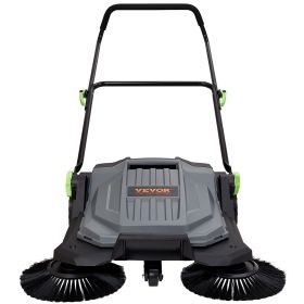 VEVOR Walk-behind Hand Push Floor Sweeper, 25.6" Sweeping Width Floor Sweeper Manual Non-Electric, 5-Gallon Waste Container