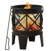 Rustic Fire Pit with Poker Î¦16.5"21.3" Steell