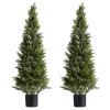 VEVOR Artificial Topiary Cedar Trees, 48 inch 2 Set Faux Pine Shrubs Plants, Fake Silk Tree Look Real