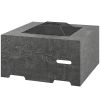 Fire Pit with Fire Poker, Wood Burning Firepit for Outside with Mesh Lid, Magnesium Oxide Stone Texture, Charcoal Grey