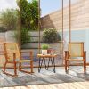 Outdoor Lawn Rocking Chair Set of 2, Acacia Wood Patio Rocking Chairs with Wicker Back and Seat for Garden, Khaki