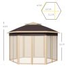13 x 13 Pop Up Gazebo Hexagonal Canopy with Mesh Netting for Outdoor Events Patio Garden Wedding Party Shelter
