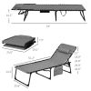 Adjustable Folding Chaise Lounge Chair Set Gray Reclining Outdoor Patio Furniture for Comfort