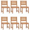 Garden Chair Set of 6 Natural Teak Solid Teak Wood Standard