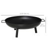 23" Round Outdoor Fire Pit, Portable Firepit Fireplace with Support Legs for Garden, Patio, Camping, Bonfire, Black