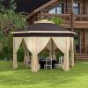 13 x 13 Pop Up Gazebo Hexagonal Canopy with Mesh Netting for Outdoor Events Patio Garden Wedding Party Shelter
