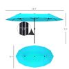 Patio Umbrella 15ft Double-Sided Outdoor Market Extra Large Umbrella with Crank Handle for Backyard, Blue