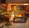 37-Inch Rectangular Metal Outdoor Wood Burning Fireplace - Outdoor Fireplace with Built-in Log Storage and Poker-Brushed Bronze