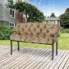 Outdoor Bench Cushion Tufted 3-Seater Khaki for Swing Chair Patio Sofa