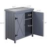Patio Storage Cabinet, with Galvanized Top and Shelves, Rust Proof, Double-door with Handle, Elevated Feet, for Yard Tool, Grey