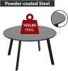 27.5 Inch Round Patio Table Black Outdoor Metal Side Table with Four Leg Support Weather Resistant Iron Frame Coffee Bistro Table for Garden Balcony B