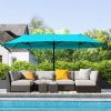 Patio Umbrella 15ft Double-Sided Outdoor Market Extra Large Umbrella with Crank Handle for Backyard, Blue