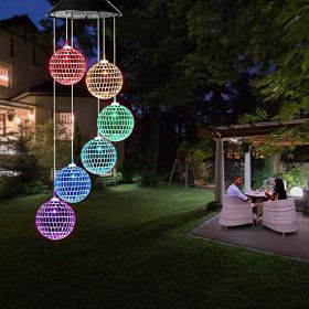 1pc Solar Wind Chimes Mobile Hanging LED Light Color Changing Wind Chime Birthday Gift For Mom Mother Laddies And Garden Patio Yard Decoration Ball