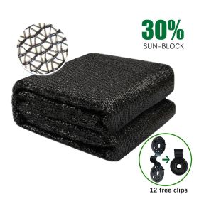 30% Sun-Block Shade Cloth Net Mesh Shade with Clips for Garden Patio and Plants in Black (size: 6*12)