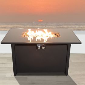 25'' H x 42'' W Steel Outdoor Fire Pit Table with Lid (Color: as Pic)