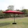 15x9ft Large Double-Sided Rectangular Outdoor Twin Patio Market Umbrella with light and base