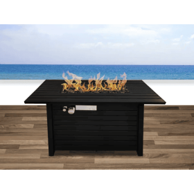 25" H x 42" W Steel Outdoor Fire Pit Table with Lid (Color: as Pic)